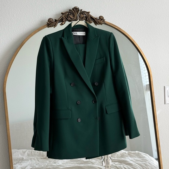 Zara Jackets & Blazers - Zara Green Tailored Double Breasted Blazer